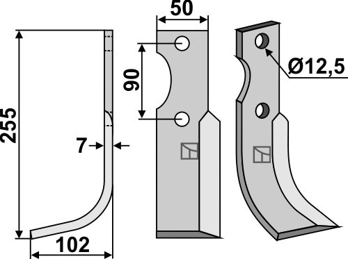 Blad 255x50mm, venstre