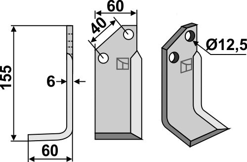 Blad 155x60mm, venstre