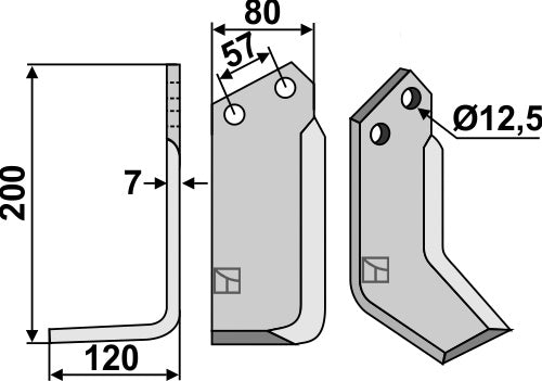 Blad 200x80mm, venstre