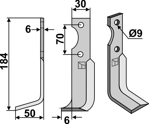 Klinge 184 x 30 mm, venstre