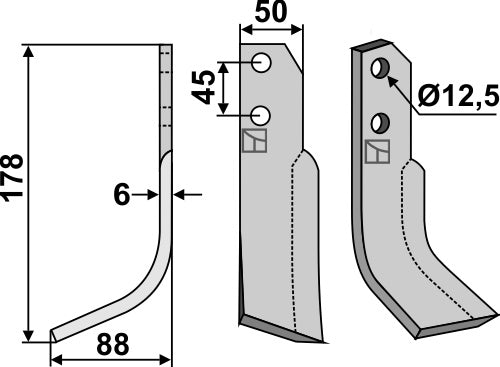 Blad 178 x 50 mm, vänster
