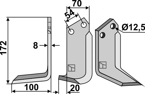 Blad 172x70mm, venstre