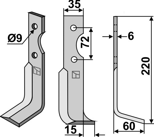 Blade 220x35mm, right