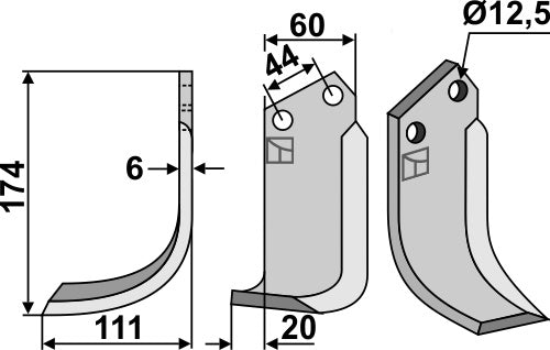 Blad 174x60mm, venstre