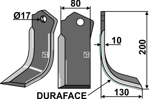 Blade DURAFACE 200x80mm, right