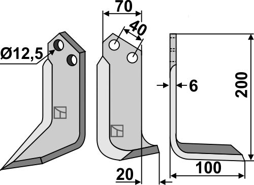 Blade 200x70mm, right