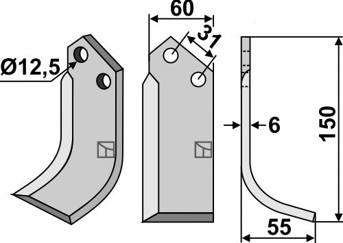 Blad 150 x 60 mm, höger