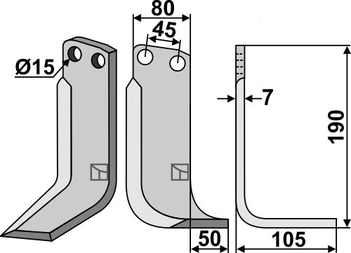 Blad 190 x 80 mm, höger
