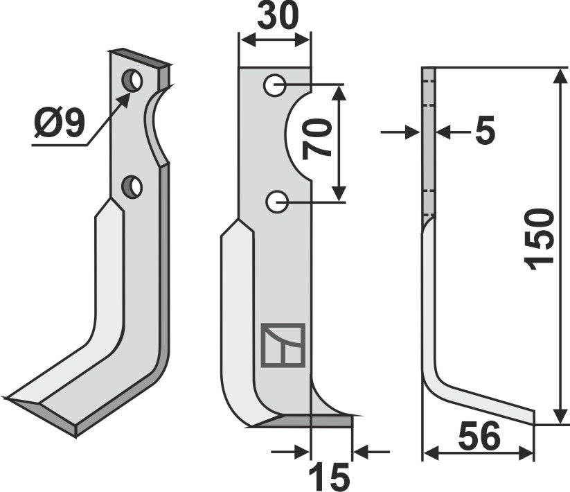 Blad 150 x 30 mm, höger