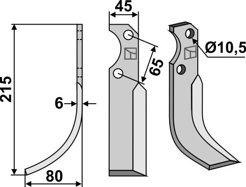 Blad 215 x 45 mm, vänster