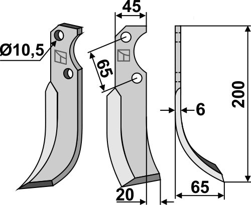 Blad 200 x 45 mm, höger