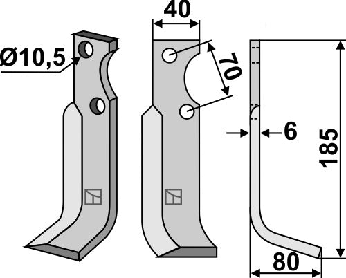 Blad 185 x 40 mm, höger