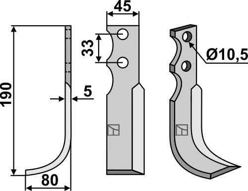 Blad 190x45mm, venstre