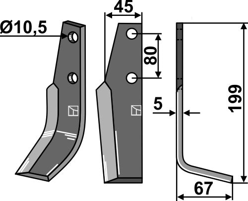 Blad 199 x 45 mm, höger