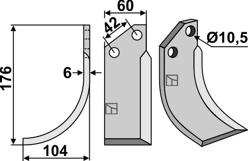 Blad 176x60mm, venstre