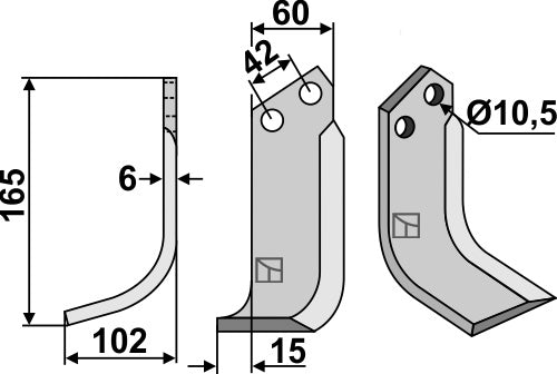 Terä 165 x 60 mm, vasen