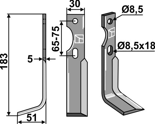 Blad 183x30mm, venstre