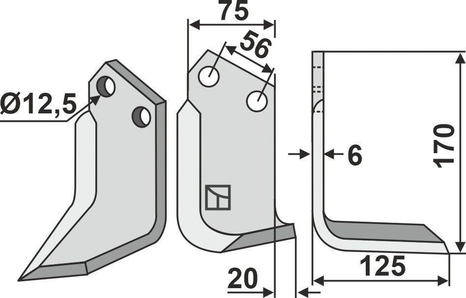 Blade 170x75mm, right
