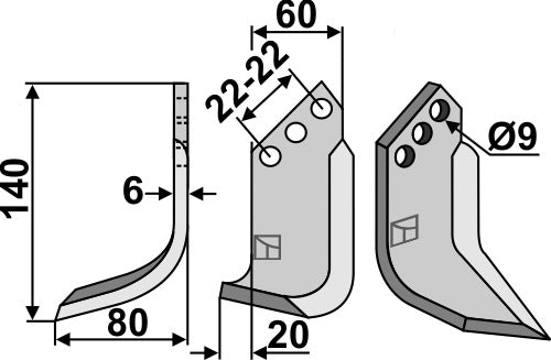 Blad 140x60mm, venstre