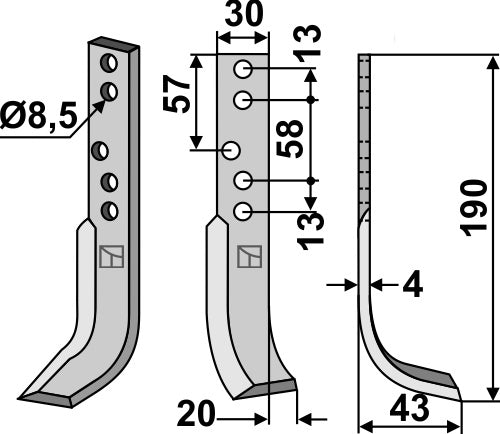 Blade 190x30mm, right