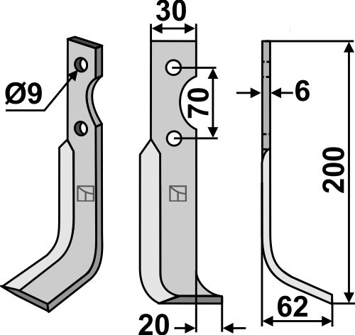 Blad 200x30mm, høyre