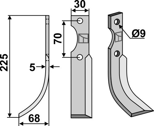 Blad 225x30mm, venstre