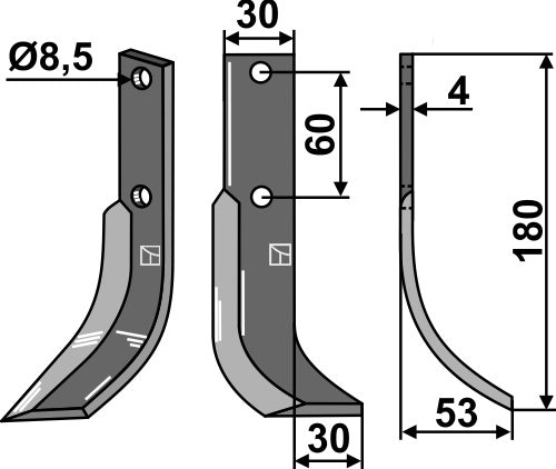 Blad 180 x 30 mm, höger