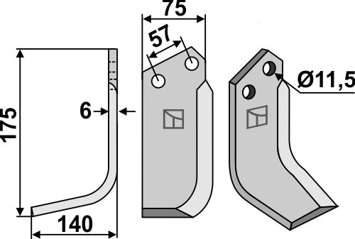 Blade 175x75mm, left