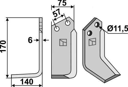 Blad 170x75mm, venstre