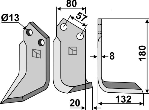 Blade 180x80mm, right