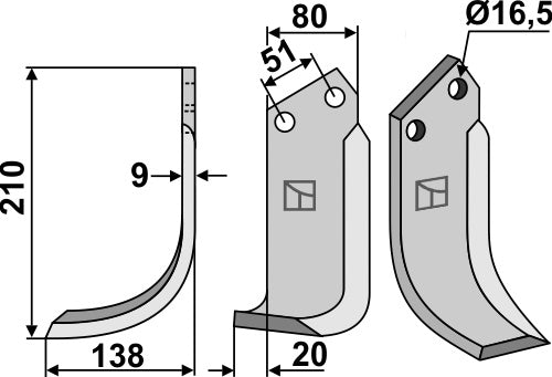 Blade 210x80mm, left
