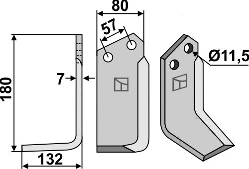 Blad 180x80mm, venstre