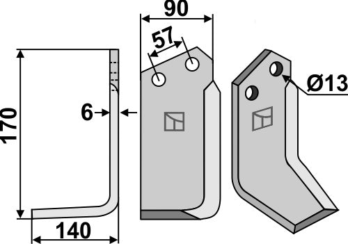 Blad 170 x 90 mm, vänster