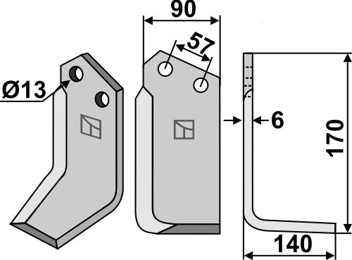 Blad 170 x 90 mm, höger