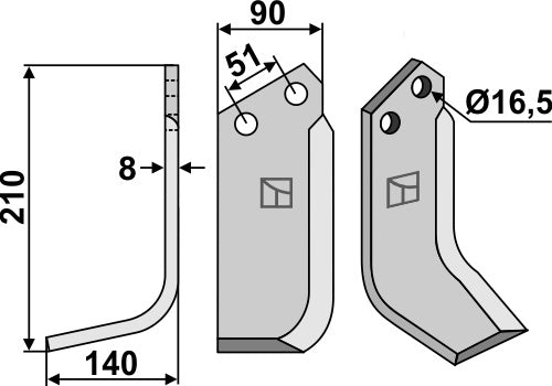 Blade 210x90mm, left