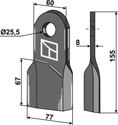 Slagle 155 x 60 mm, venstre