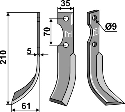 Klinge 210 x 35 mm, venstre