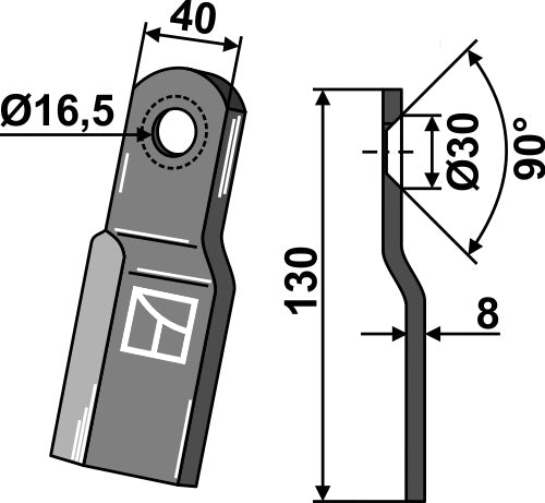 Overlappende kutteblad 130x40mm