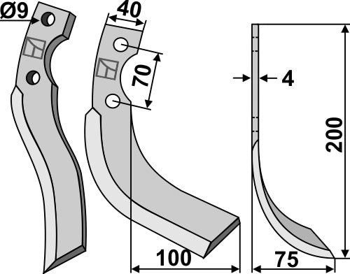 Blade 200x40mm, right