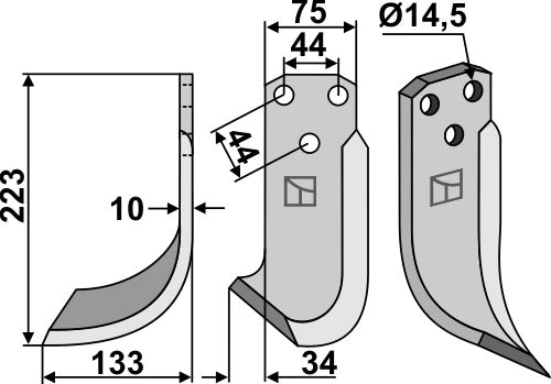 Blad 223x75mm, venstre