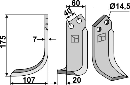 Blad 175x60mm, venstre