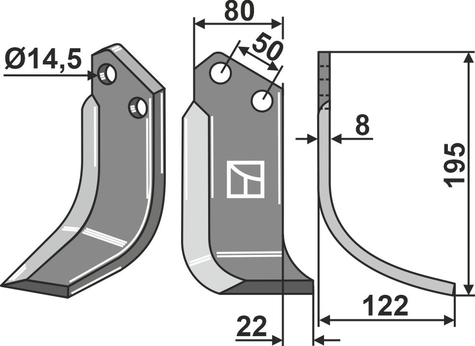 Blad 195 x 80 mm, höger