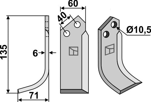 Blade 135x60mm, left