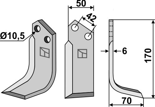 Blad 170x50mm, høyre