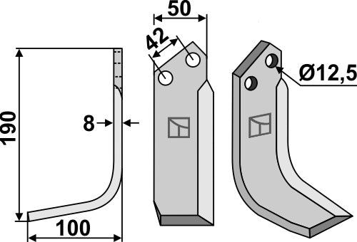 Blad 190 x 50 mm, vänster