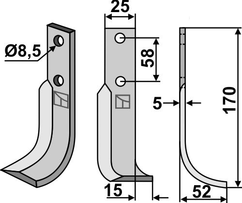 Blade 170x25mm, right