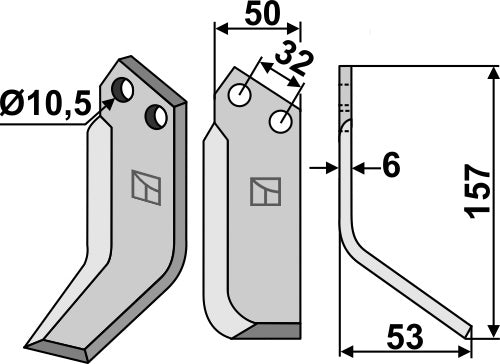 Blad 157 x 50 mm, höger