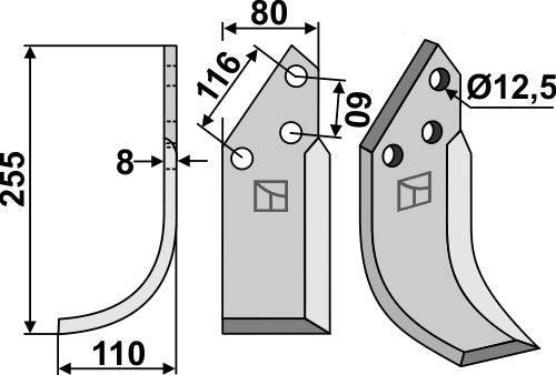 Blad 255x80mm, venstre