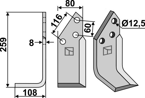 Blad 259x80mm, venstre