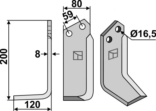 Blade 200x80mm, left